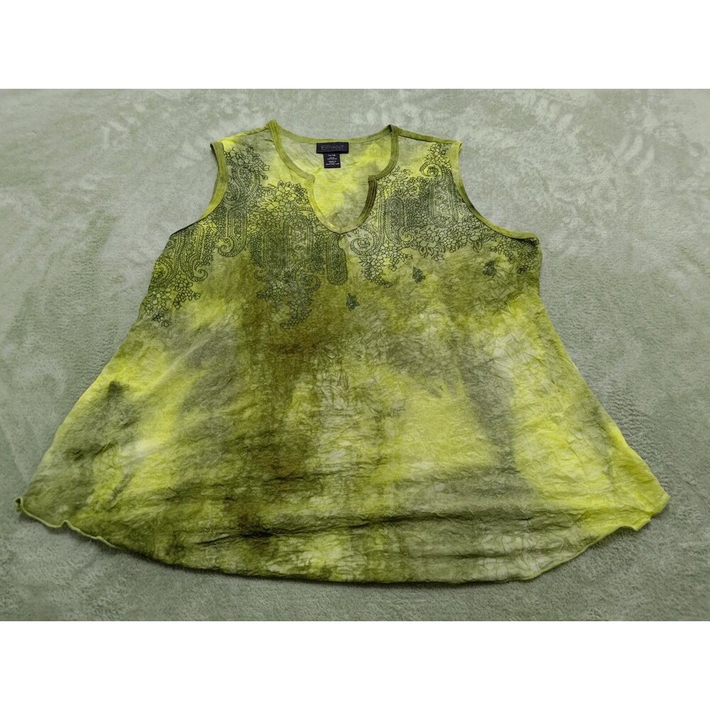 Lane Bryant 14/6 top green V-Neck Short Sleeve Lace  Front